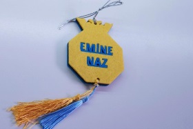 Kişiye özel araç dikiz aynası keçe süsü 3